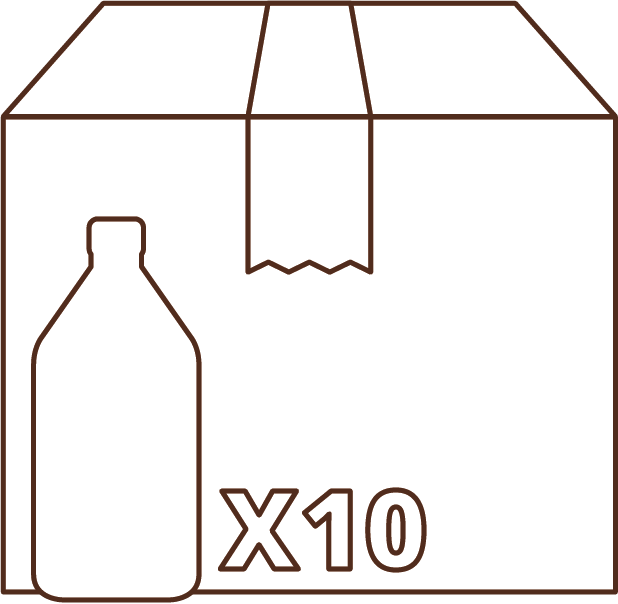 icono caja por 10 botellas 1/2 litro aceite Campo Claro