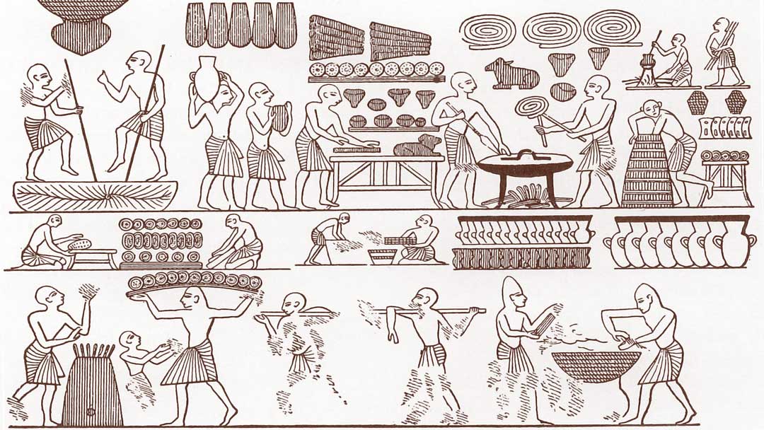 Escenas de elaboración de pan en la Tumba de Ramsés III. Valle de los Reyes, Egipto.